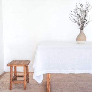 Elegant White Linen Tablecloth